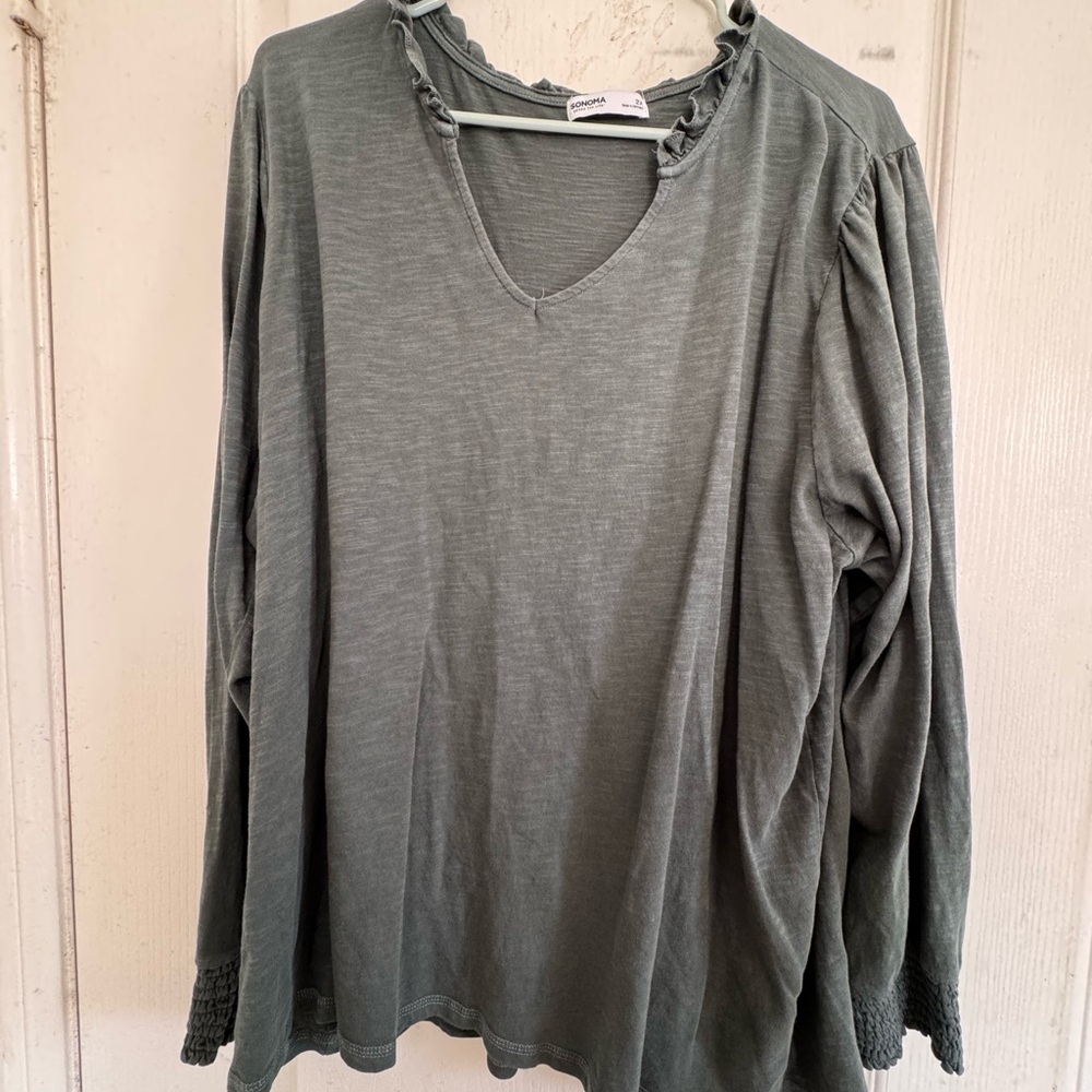 Sonoma Olive Long Sleeve Blouse